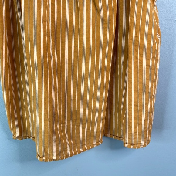Banana Republic Striped Embroidered Smock-Neck Tank Top Honey Orange Ruffled S - Picture 4 of 9